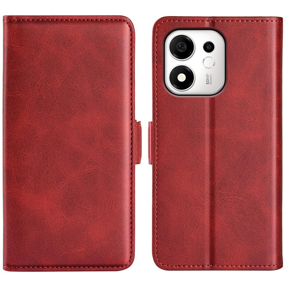 For Honor 600 Smart 5G Dual-side Magnetic Buckle Horizontal Flip Leather Phone Case - Red - SYA002802119E