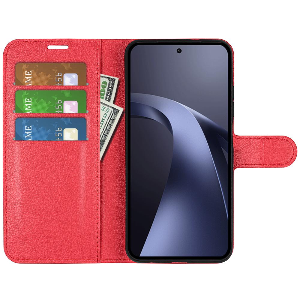 For Xiaomi 17T Pro  5G Litchi Texture Horizontal Flip Leather Phone Case with Holder - Red - SYA002804636C