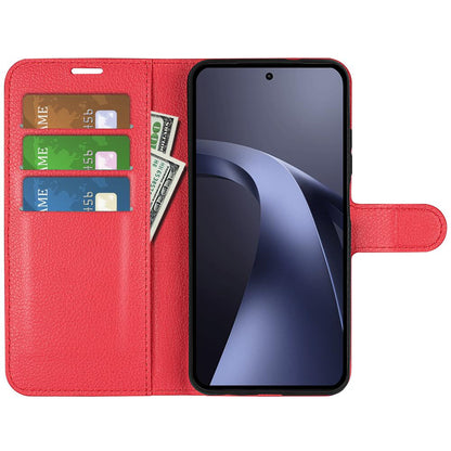 For Xiaomi 17T Pro  5G Litchi Texture Horizontal Flip Leather Phone Case with Holder - Red - SYA002804636C