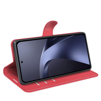 For Xiaomi 17T Pro  5G Litchi Texture Horizontal Flip Leather Phone Case with Holder - Red - SYA002804636C
