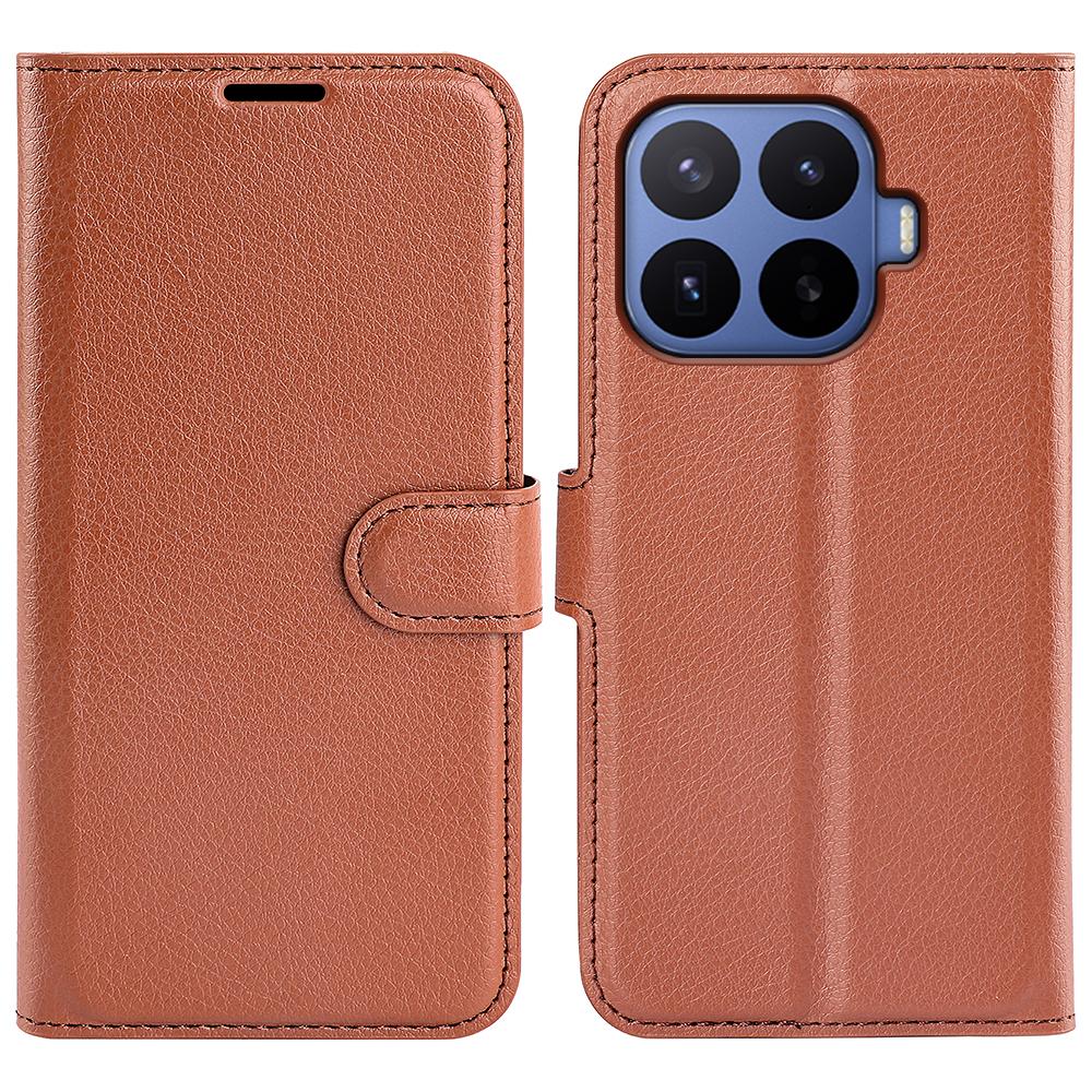 For Xiaomi 17T Pro  5G Litchi Texture Horizontal Flip Leather Phone Case with Holder - Brown - SYA002804636D