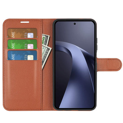 For Xiaomi 17T Pro  5G Litchi Texture Horizontal Flip Leather Phone Case with Holder - Brown - SYA002804636D