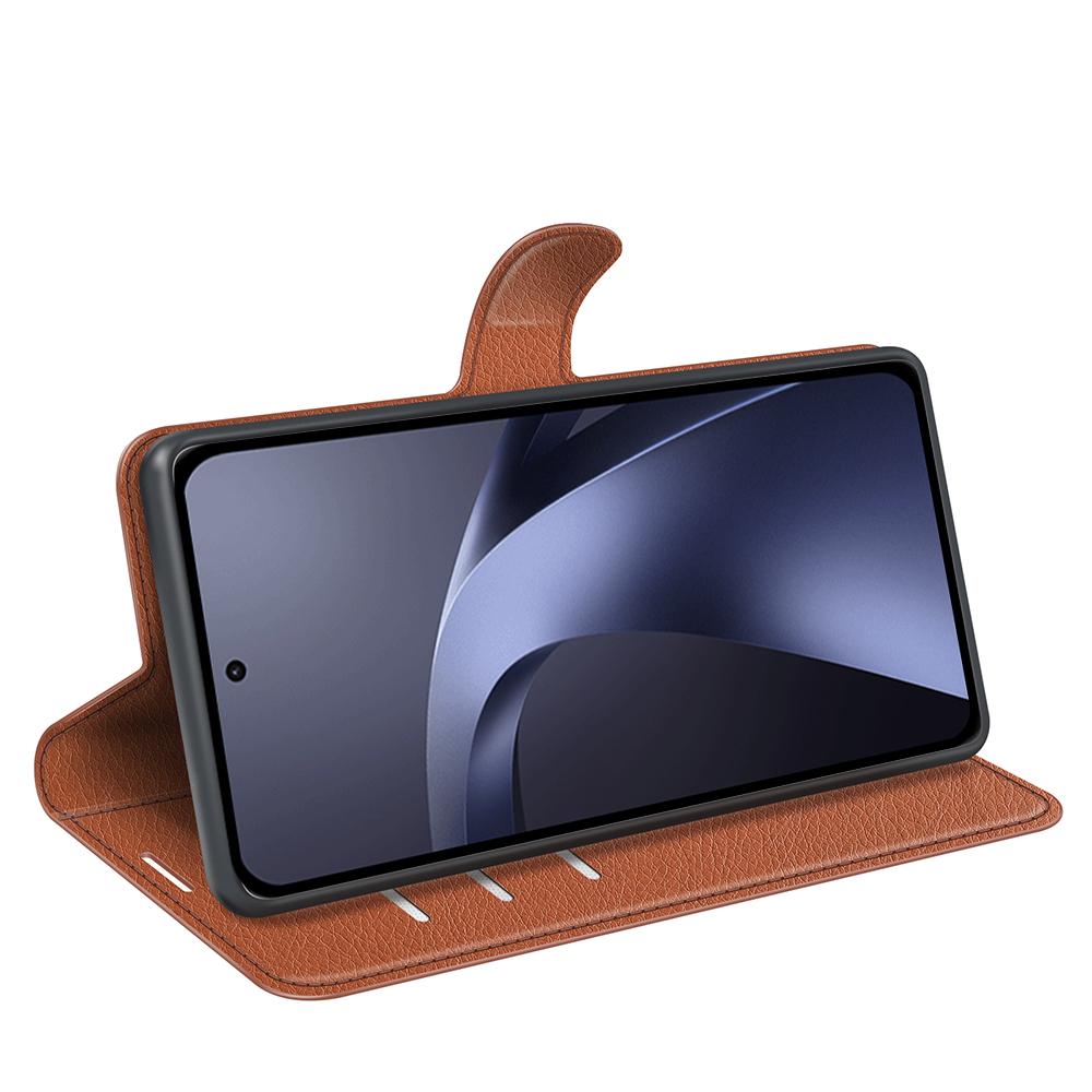For Xiaomi 17T Pro  5G Litchi Texture Horizontal Flip Leather Phone Case with Holder - Brown - SYA002804636D
