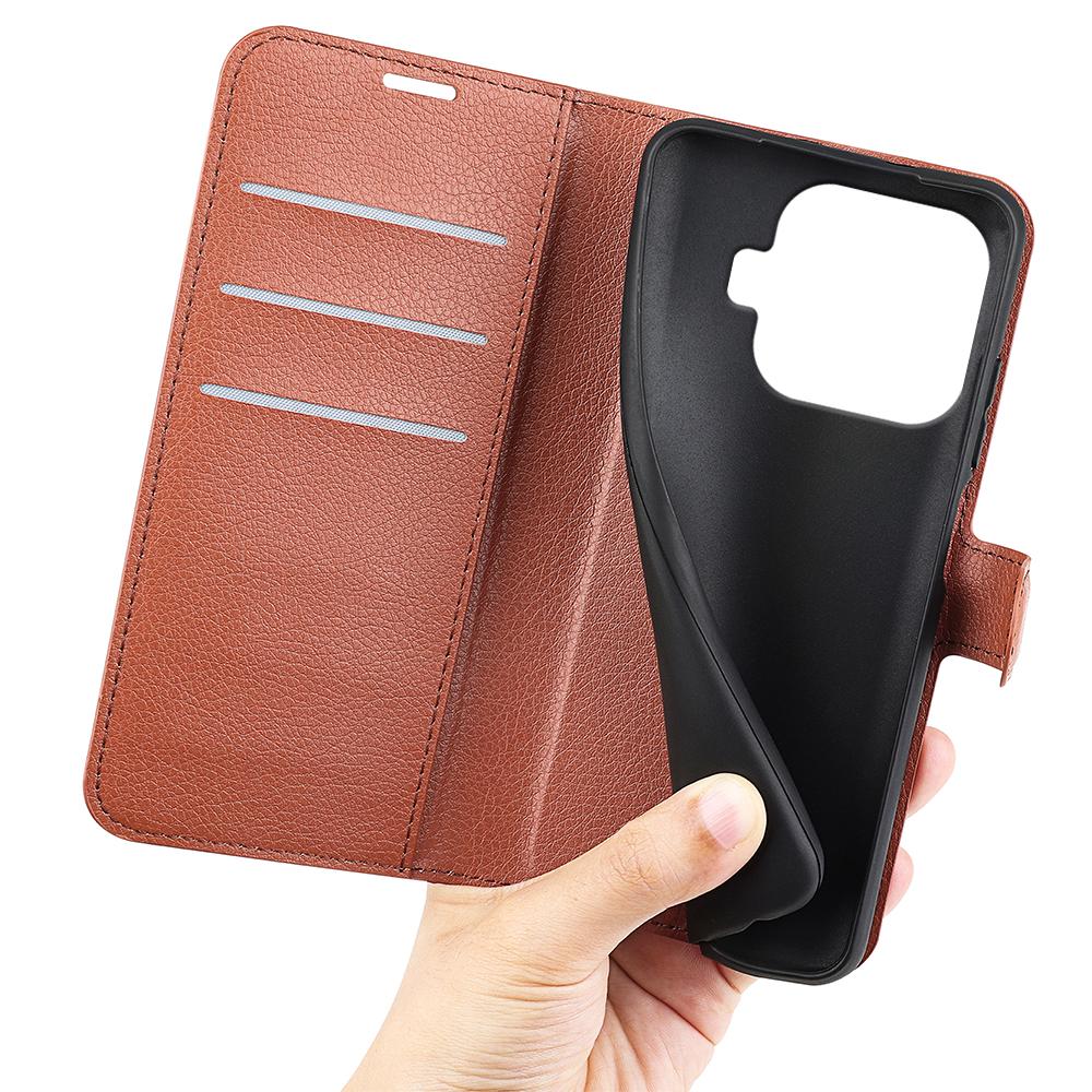 For Xiaomi 17T Pro  5G Litchi Texture Horizontal Flip Leather Phone Case with Holder - Brown - SYA002804636D
