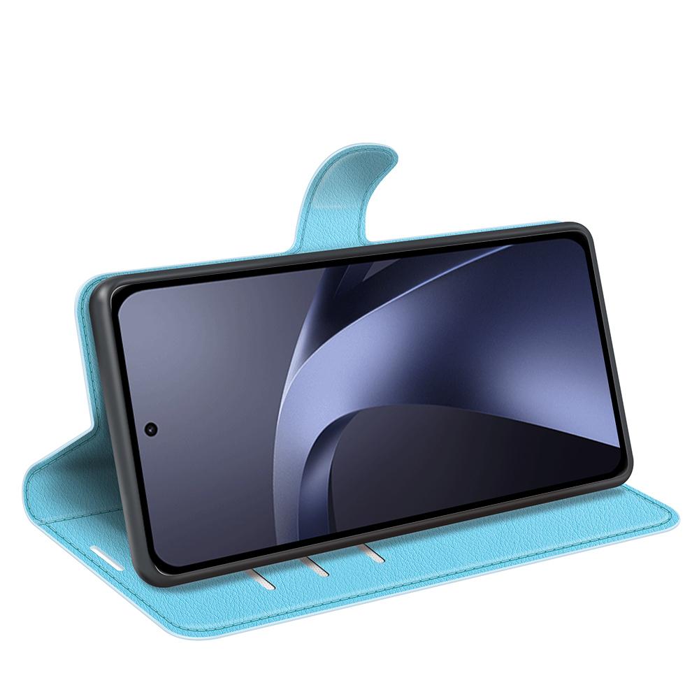For Xiaomi 17T Pro  5G Litchi Texture Horizontal Flip Leather Phone Case with Holder - Blue - SYA002804636F