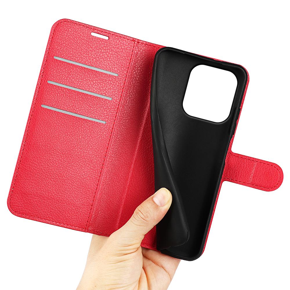 For Redmi Note 17 Pro Max 5G Global 163.4mm Litchi Texture Horizontal Flip Leather Phone Case with Holder - Red - SYA002804639C