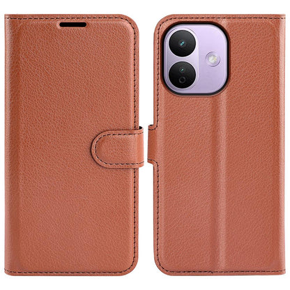 For Redmi Note 17 Pro Max 5G Global 163.4mm Litchi Texture Horizontal Flip Leather Phone Case with Holder - Brown - SYA002804639D