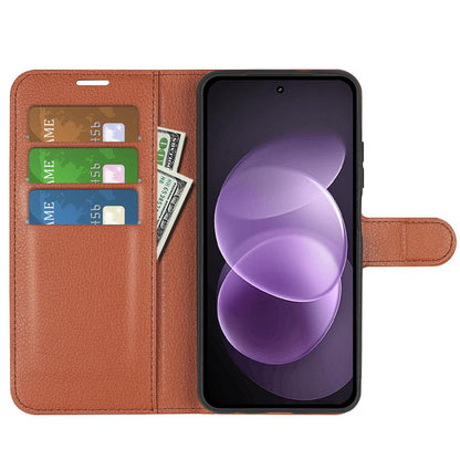 For Redmi Note 17 Pro Max 5G Global 163.4mm Litchi Texture Horizontal Flip Leather Phone Case with Holder - Brown - SYA002804639D