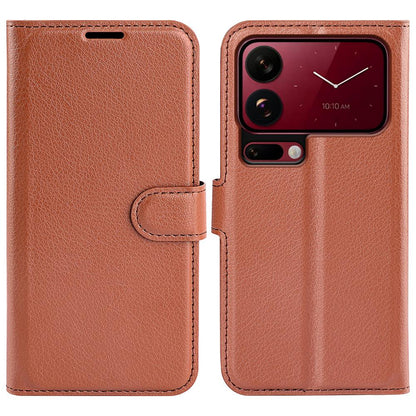 For Xiaomi 18 Pro 5G Litchi Texture Horizontal Flip Leather Phone Case with Holder - Brown - SYA002804640D