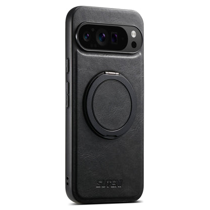 For Google Pixel 11 Suteni G3 Oil Wax 360 Rotation Holder MagSafe Back Phone Case - Black - SYA002805416A