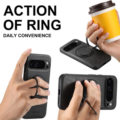 For Google Pixel 11 Suteni G3 Oil Wax 360 Rotation Holder MagSafe Back Phone Case - Black - SYA002805416A