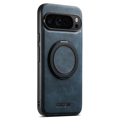 For Google Pixel 11 Suteni G3 Oil Wax 360 Rotation Holder MagSafe Back Phone Case - Blue - SYA002805416C