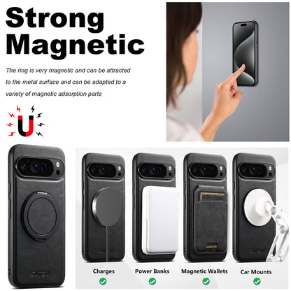 For Google Pixel 11 Pro Suteni G3 Oil Wax 360 Rotation Holder MagSafe Back Phone Case - Black - SYA002805417A