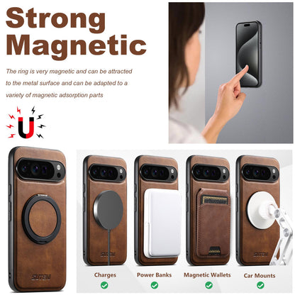 For Google Pixel 11 Pro Suteni G3 Oil Wax 360 Rotation Holder MagSafe Back Phone Case - Brown - SYA002805417B