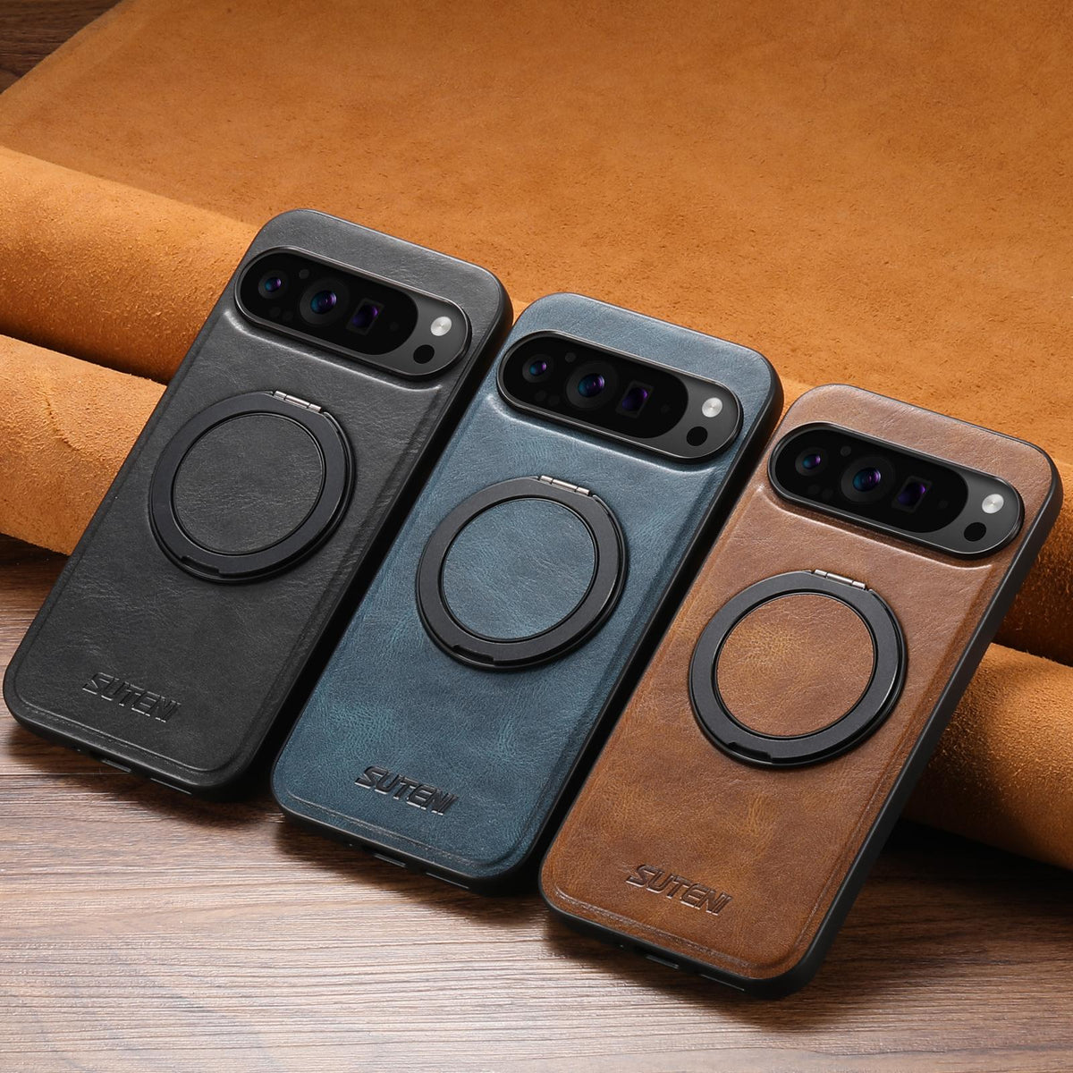 For Google Pixel 11 Pro Suteni G3 Oil Wax 360 Rotation Holder MagSafe Back Phone Case - Black - SYA002805417A