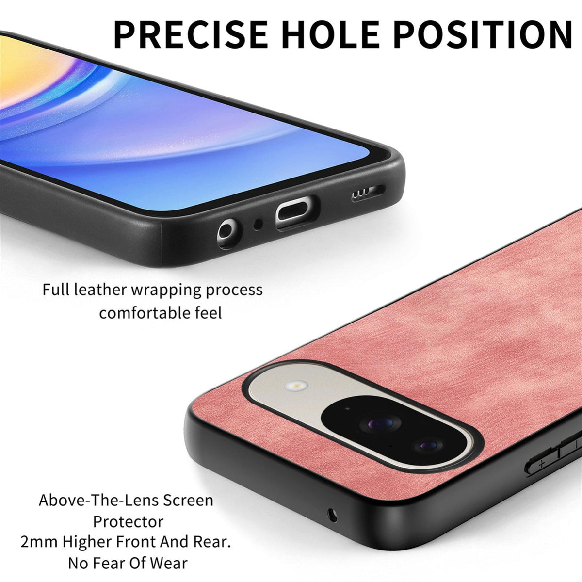 For Google Pixel 11 Pro Vintage Leather PC Back Cover Phone Case - Pink - SYA002808307A