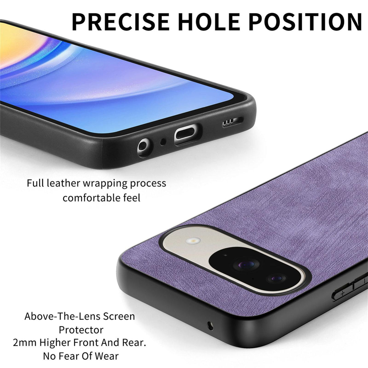 For Google Pixel 11 Pro Vintage Leather PC Back Cover Phone Case - Purple - SYA002808307E