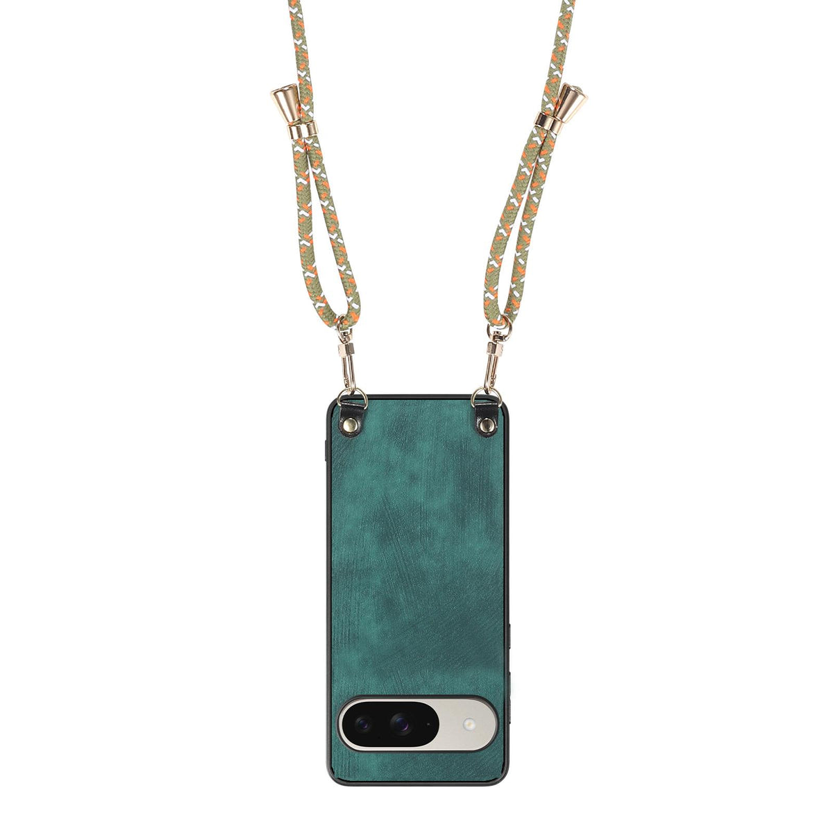 For Google Pixel 11 Pro XL Vintage Leather PC Back Cover Phone Case with Crossbody Strap - Green - SYA002809618A