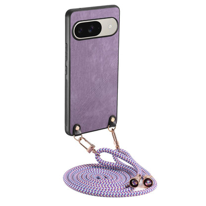 For Google Pixel 11 Pro XL Vintage Leather PC Back Cover Phone Case with Crossbody Strap - Purple - SYA002809618E