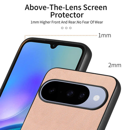 For Google Pixel 11 Twill Fabric Leather Skin Back Phone Case - Pink - SYA002810206C