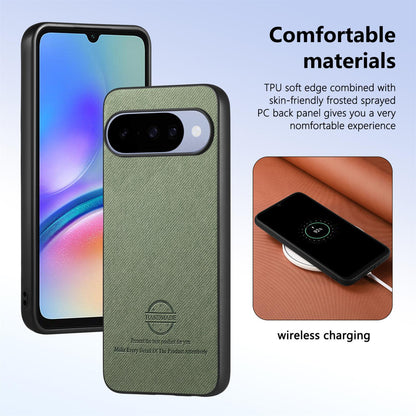 For Google Pixel 11 Twill Fabric Leather Skin Back Phone Case - Green - SYA002810206D