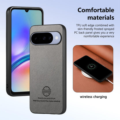 For Google Pixel 11 Twill Fabric Leather Skin Back Phone Case - Gray - SYA002810206E