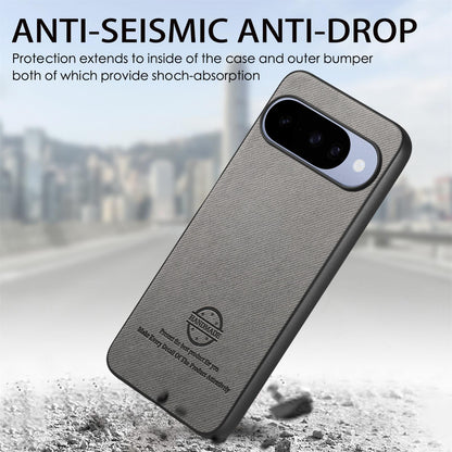 For Google Pixel 11 Twill Fabric Leather Skin Back Phone Case - Gray - SYA002810206E