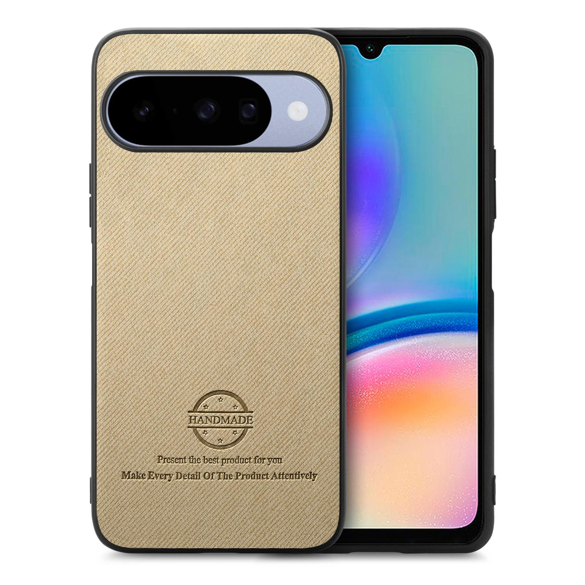For Google Pixel 11 Twill Fabric Leather Skin Back Phone Case - Khaki - SYA002810206F