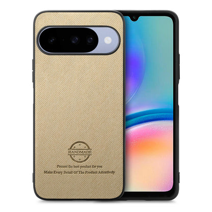 For Google Pixel 11 Twill Fabric Leather Skin Back Phone Case - Khaki - SYA002810206F