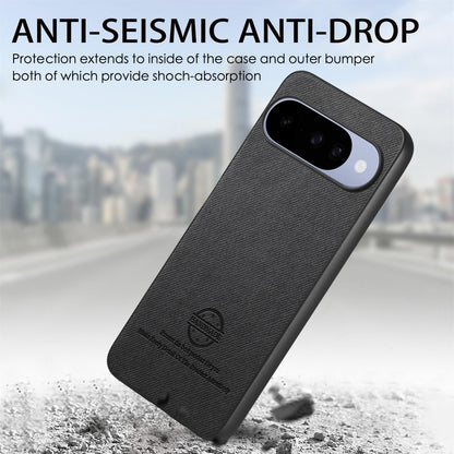 For Google Pixel 11 Twill Fabric Leather Skin Back Phone Case - Black - SYA002810206G