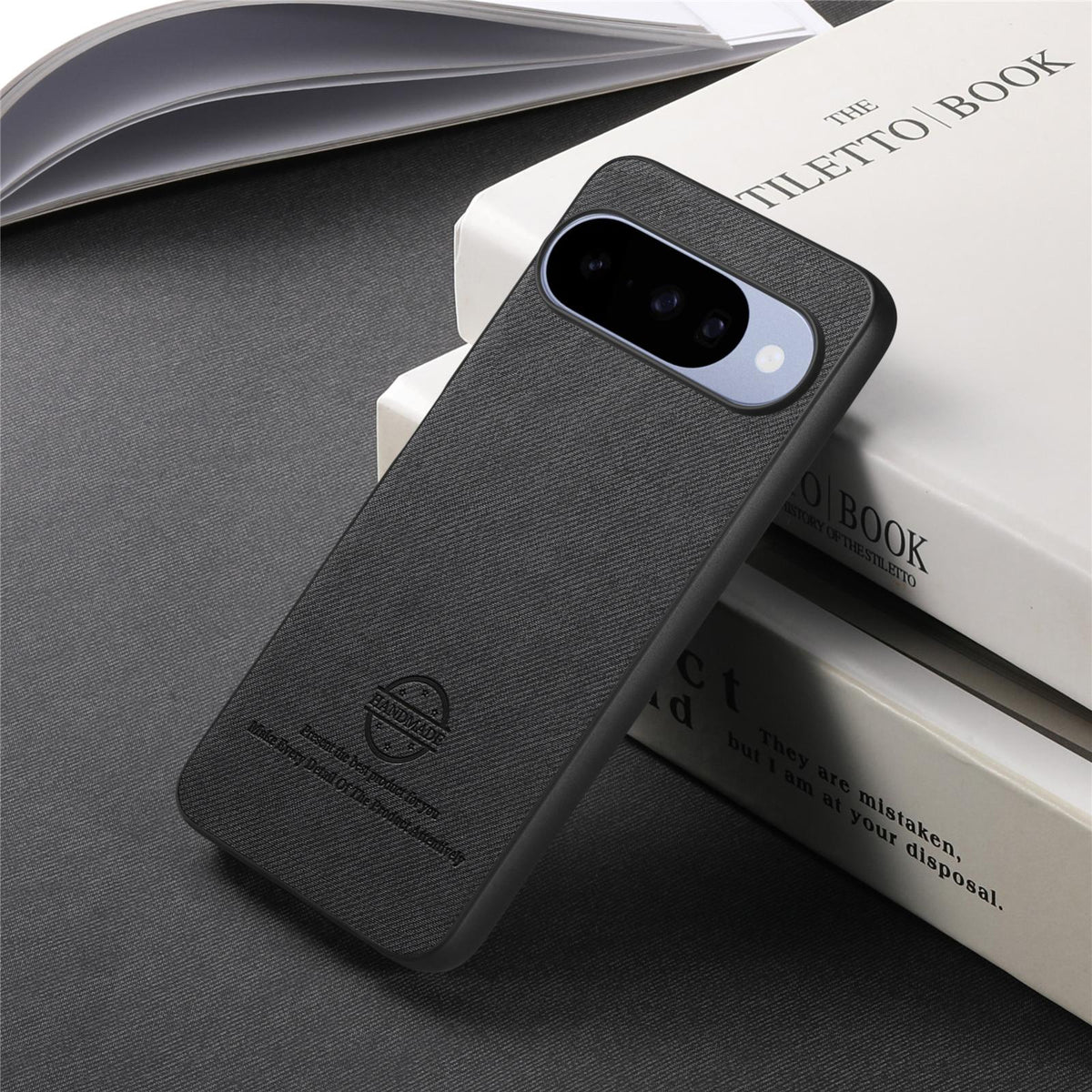 For Google Pixel 11 Twill Fabric Leather Skin Back Phone Case - Black - SYA002810206G