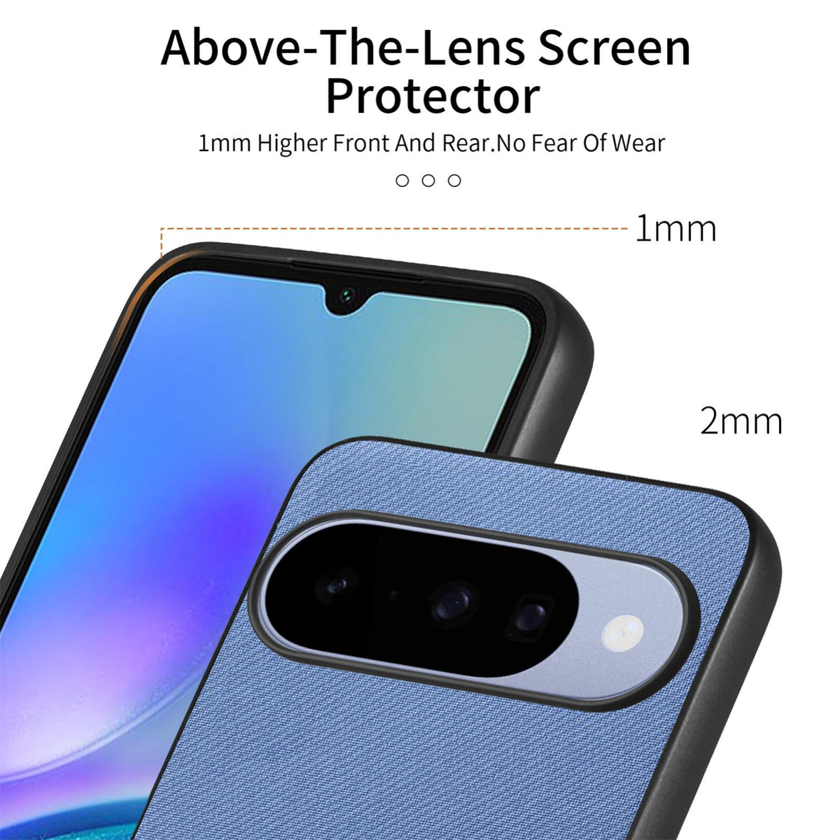 For Google Pixel 11 Pro Twill Fabric Leather Skin Back Phone Case - Blue - SYA002810207A