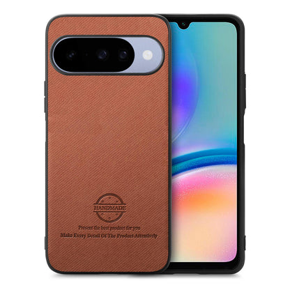 For Google Pixel 11 Pro Twill Fabric Leather Skin Back Phone Case - Brown - SYA002810207B