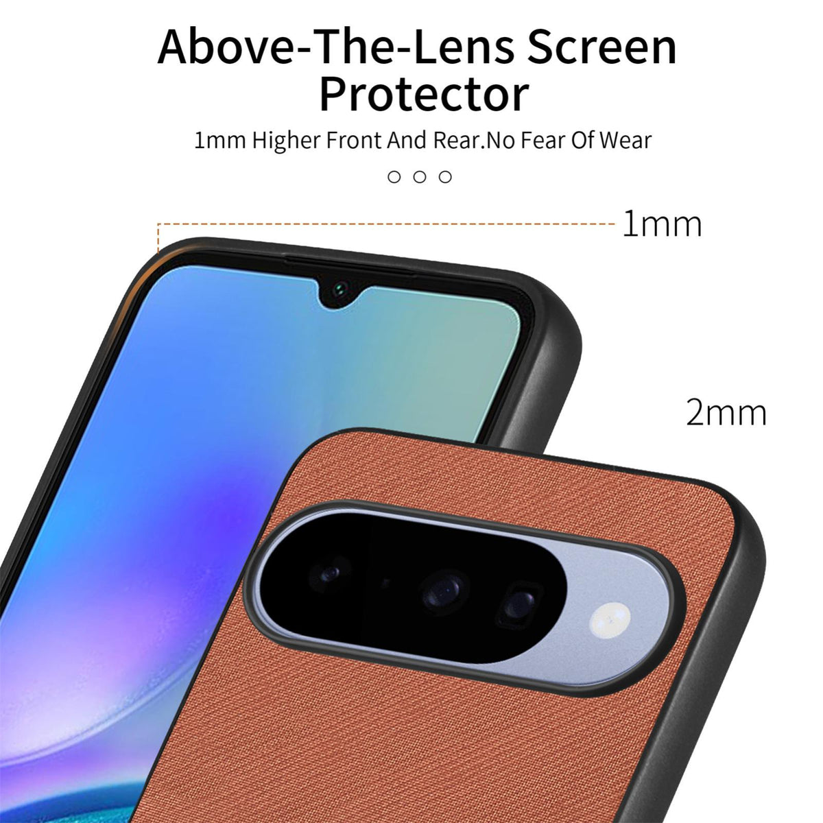 For Google Pixel 11 Pro Twill Fabric Leather Skin Back Phone Case - Brown - SYA002810207B