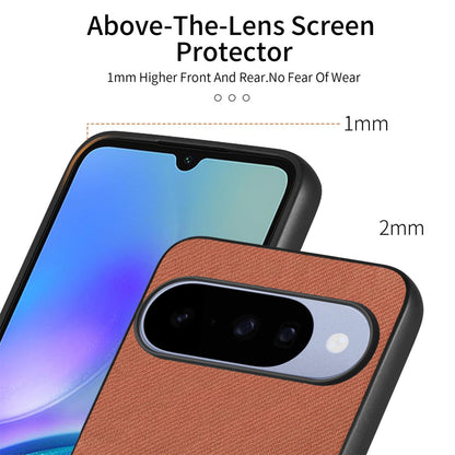 For Google Pixel 11 Pro Twill Fabric Leather Skin Back Phone Case - Brown - SYA002810207B