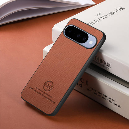 For Google Pixel 11 Pro Twill Fabric Leather Skin Back Phone Case - Brown - SYA002810207B