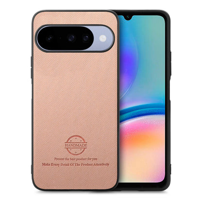 For Google Pixel 11 Pro Twill Fabric Leather Skin Back Phone Case - Pink - SYA002810207C