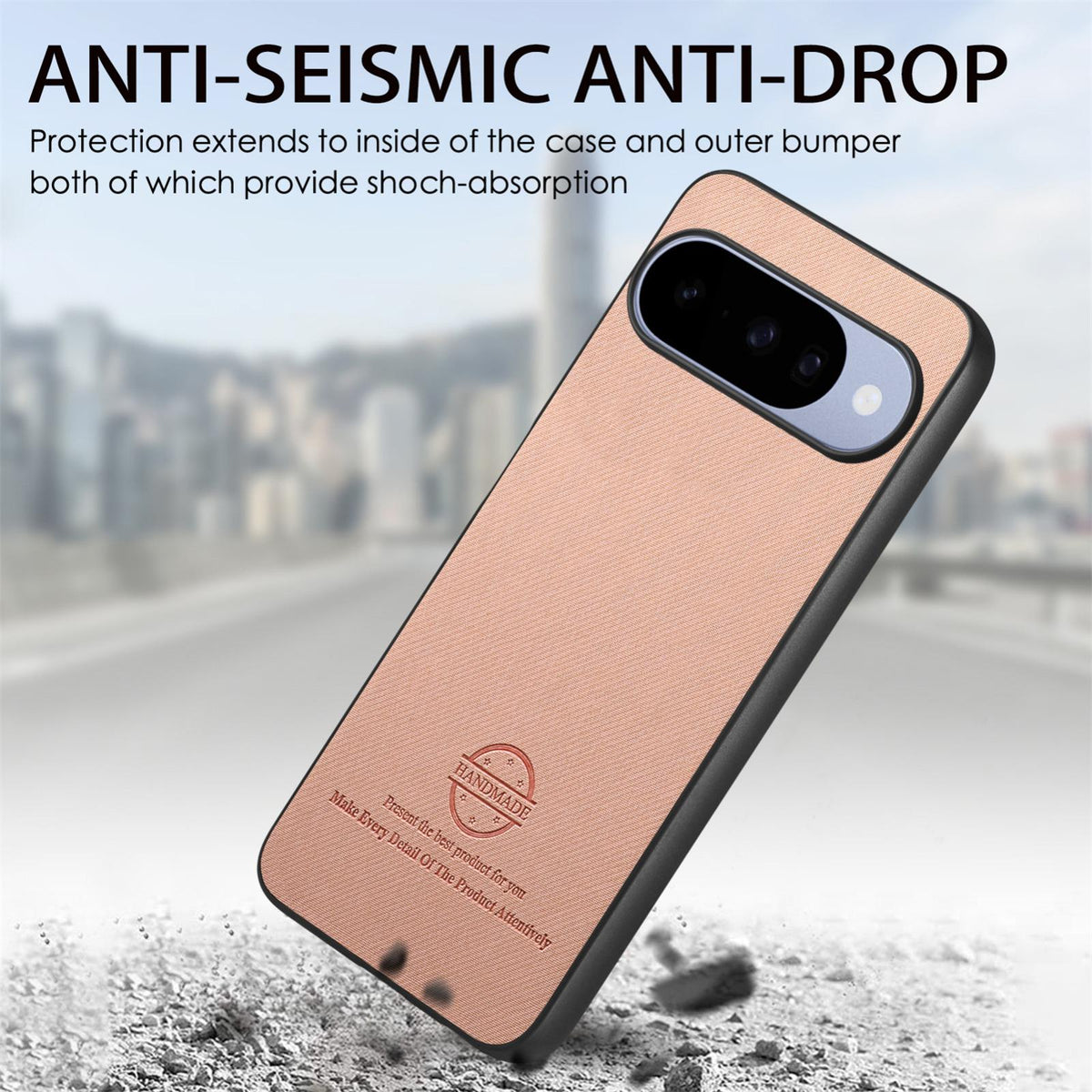 For Google Pixel 11 Pro Twill Fabric Leather Skin Back Phone Case - Pink - SYA002810207C