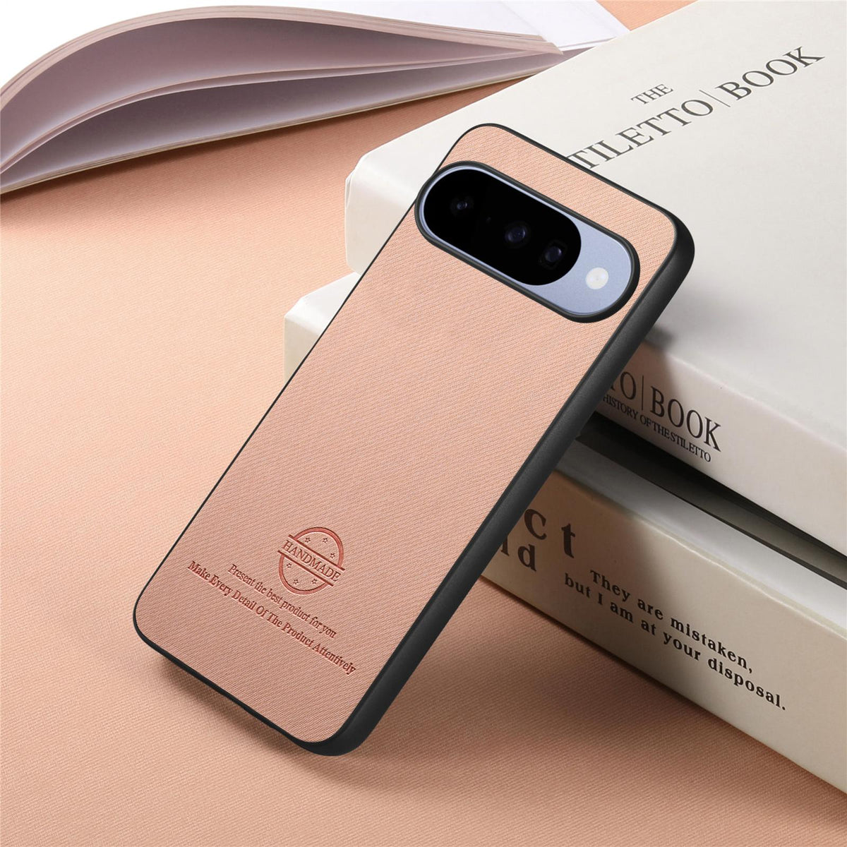 For Google Pixel 11 Pro Twill Fabric Leather Skin Back Phone Case - Pink - SYA002810207C