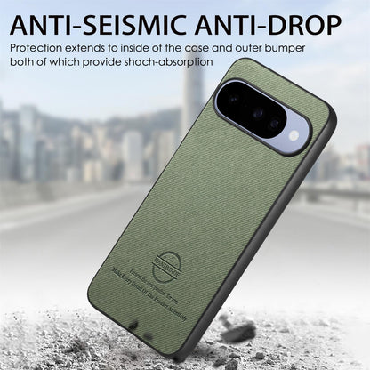 For Google Pixel 11 Pro Twill Fabric Leather Skin Back Phone Case - Green - SYA002810207D