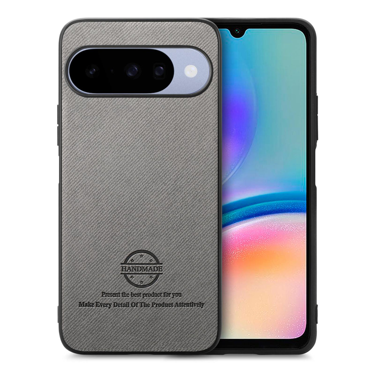 For Google Pixel 11 Pro Twill Fabric Leather Skin Back Phone Case - Gray - SYA002810207E