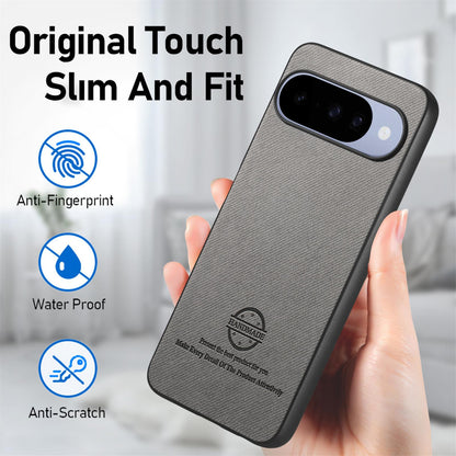 For Google Pixel 11 Pro Twill Fabric Leather Skin Back Phone Case - Gray - SYA002810207E