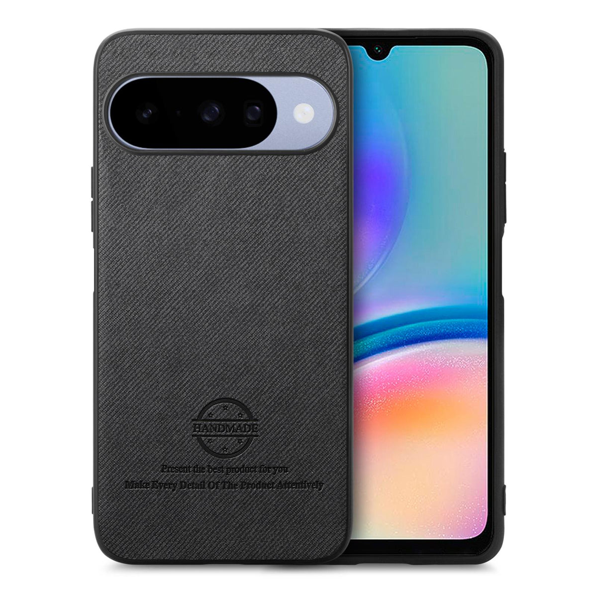 For Google Pixel 11 Pro Twill Fabric Leather Skin Back Phone Case - Black - SYA002810207G