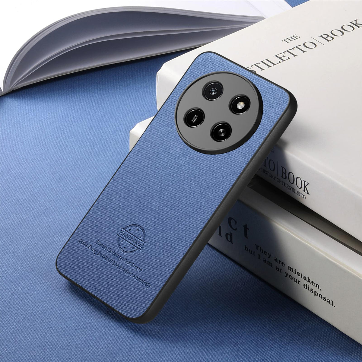 For Honor X80 Pro Max 5G Twill Fabric Leather Skin Back Phone Case - Blue - SYA002811608A