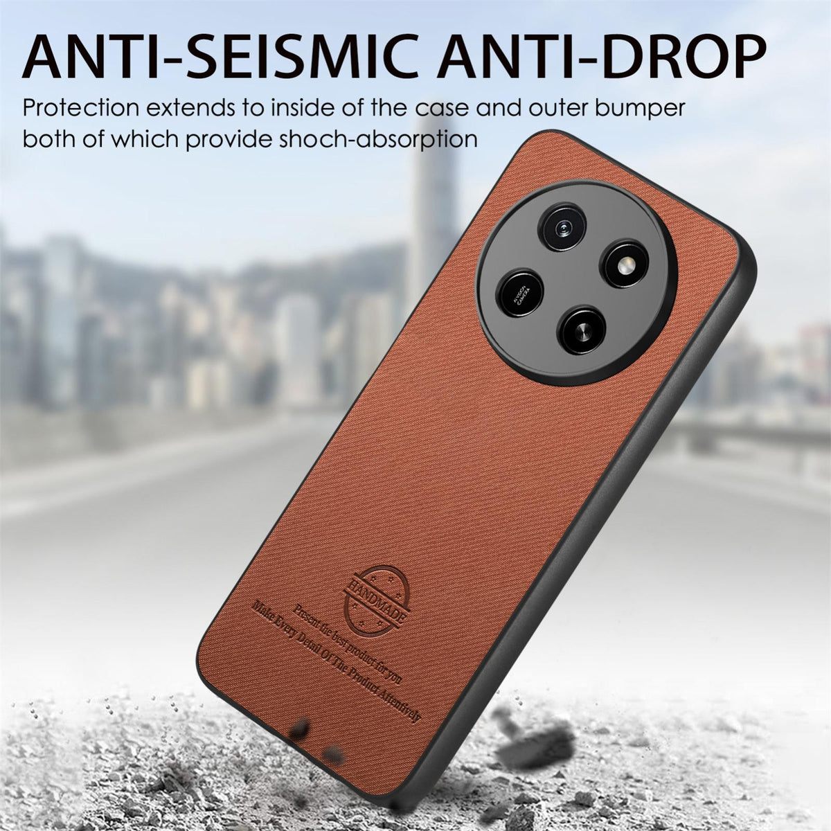 For Honor X80 Pro Max 5G Twill Fabric Leather Skin Back Phone Case - Brown - SYA002811608B