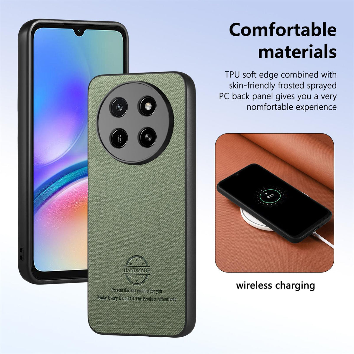 For Honor X80 Pro Max 5G Twill Fabric Leather Skin Back Phone Case - Green - SYA002811608D