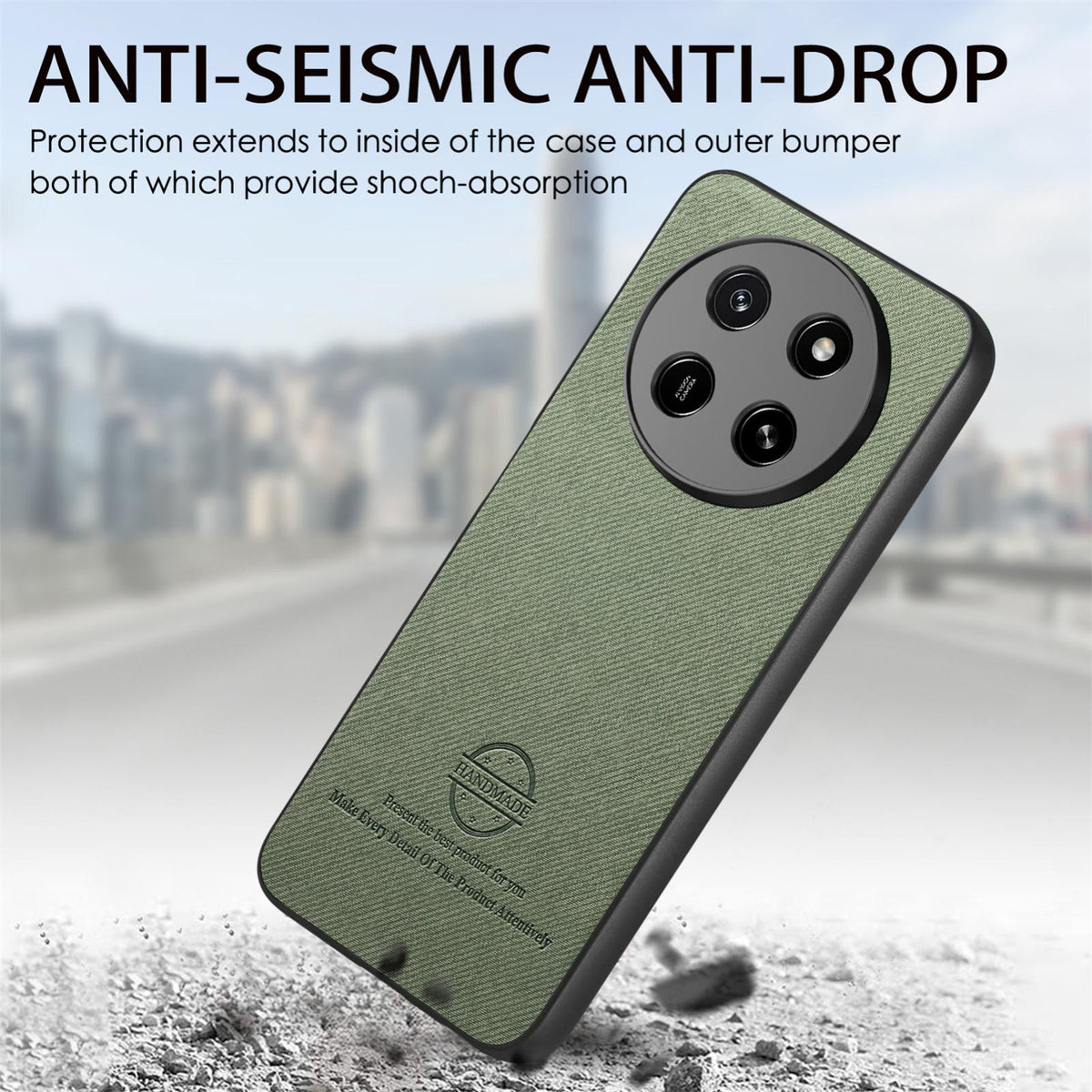 For Honor X80 Pro Max 5G Twill Fabric Leather Skin Back Phone Case - Green - SYA002811608D