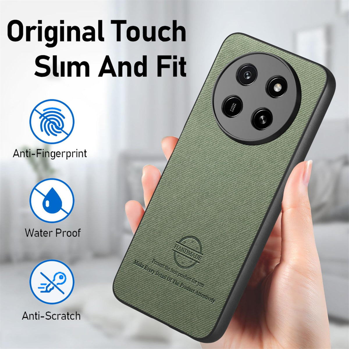 For Honor X80 Pro Max 5G Twill Fabric Leather Skin Back Phone Case - Green - SYA002811608D