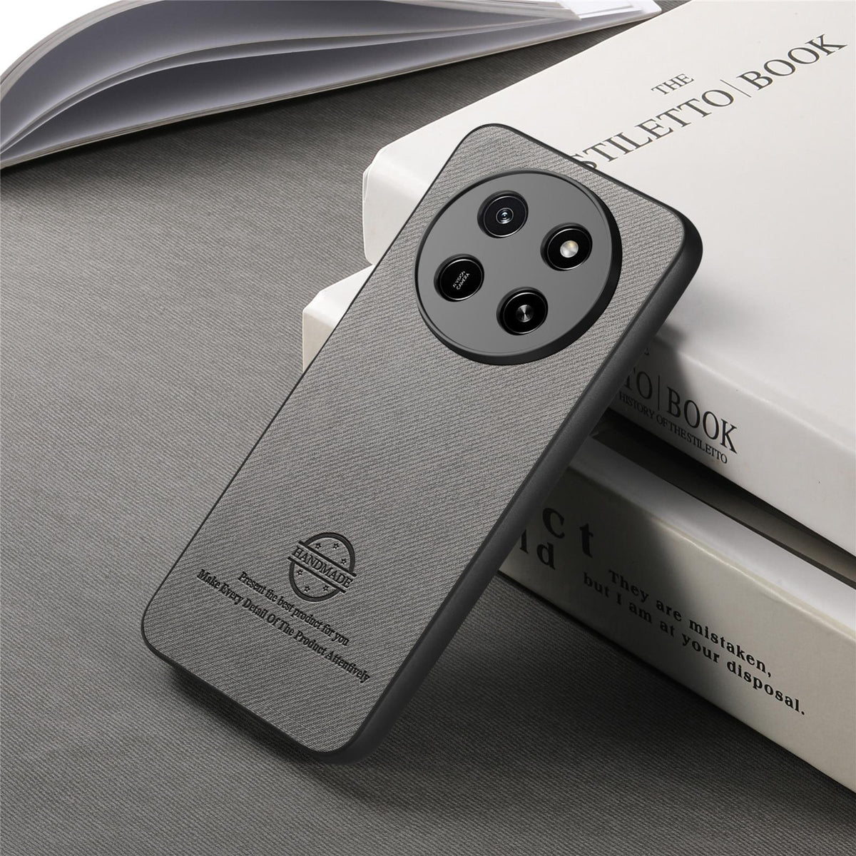 For Honor X80 Pro Max 5G Twill Fabric Leather Skin Back Phone Case - Gray - SYA002811608E