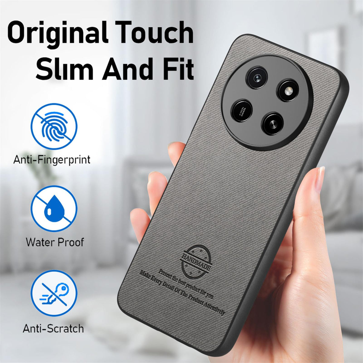 For Honor X80 Pro Max 5G Twill Fabric Leather Skin Back Phone Case - Gray - SYA002811608E